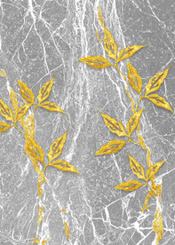 装饰画 金色花朵 大理石裂纹