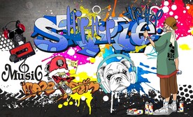 工装涂鸦音乐背景墙画图片