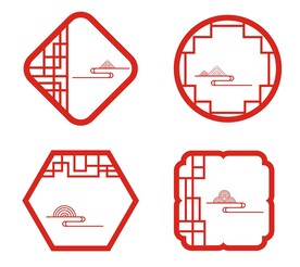 中式古典花格中国风窗格装饰边框