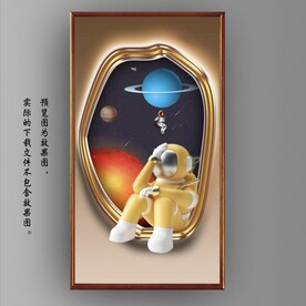 宇航员光影画中镜玄关装饰画