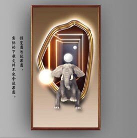 大象光影画中镜玄关装饰画