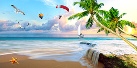 蓝天白云大海沙滩