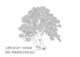 线条古树