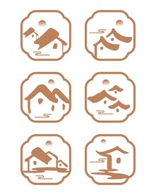 中国风中式古典窗框田园乡村房屋