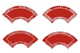 中国风古典扇形中式云纹边框