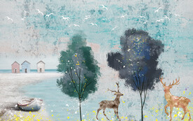 现代油画背景墙