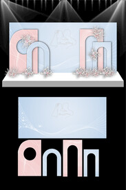 蓝色婚礼现场KT板