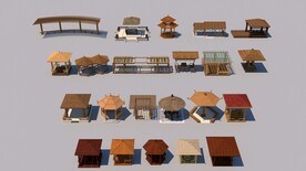 新中式木亭子凉亭SU模型