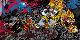 欧美风猛兽街头涂鸦背景墙