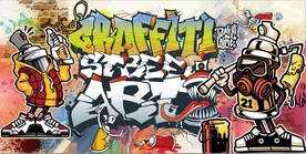 欧美风街头涂鸦餐饮酒吧背景墙