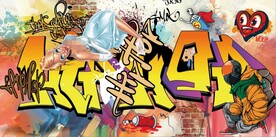 欧美风街头涂鸦餐饮酒吧背景墙