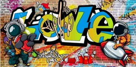 欧美风街头涂鸦餐饮酒吧背景墙