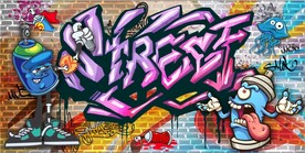 欧美风街头涂鸦餐饮酒吧背景墙