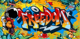 欧美风街头涂鸦餐饮酒吧背景墙