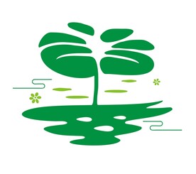 中国风荷花荷叶湿地云纹元素设计