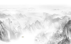 雅士白简约山水背景墙