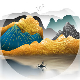 轻奢装饰画 新中式山水画