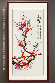 手绘梅花玄关装饰画