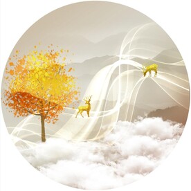 轻奢装饰画 弧线 麋鹿