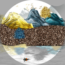 轻奢装饰画 新中式山水画 船