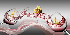 轻奢装饰画 红酒杯 弧线