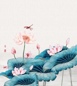 轻奢装饰画 荷花荷叶