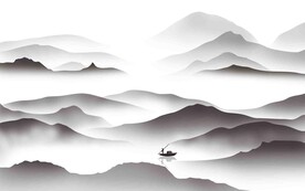 高清分层透明底山水打印图