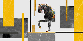 轻奢装饰画 马 大理石纹