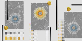 轻奢装饰画 菊花 大理石纹