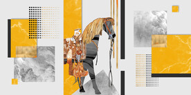 轻奢装饰画 马 大理石纹