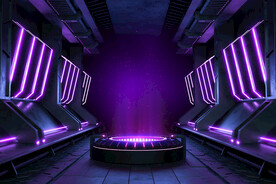 紫色机械科技梦幻展台海报背景