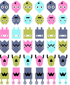 数码卡通鬼怪脸印花