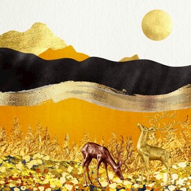 抽象金山发财鹿