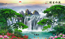 迎客松中堂风景画