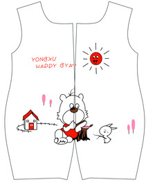 数码卡通熊定位裁片