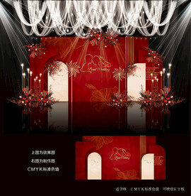 红色婚礼背景效果图