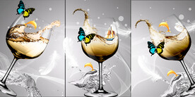 轻奢装饰画 梦幻弧线 红酒杯