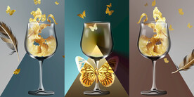 轻奢装饰画  高足酒杯香槟酒杯