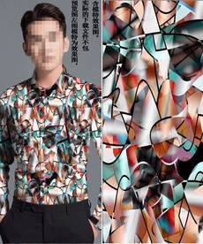数码印花 男装潮牌几何泥彩大牌