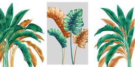轻奢装饰画 植物叶子 三联画