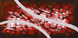 轻奢装饰画 抽象红色方块晶格