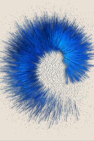 光影宝石蓝圆形线条玄关装饰画