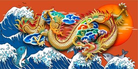 新中式大海金龙电视背景墙