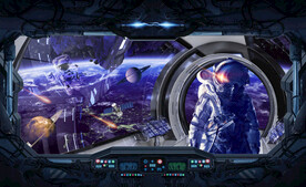 科技空间站宇航员背景墙