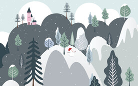 可爱卡通小清新高山森林儿童房背