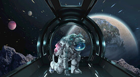 太空星球宇航员背景墙