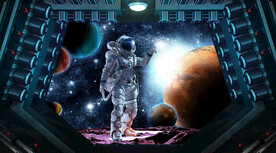 星空星球宇航员背景墙