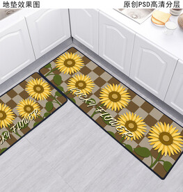 清新花卉厨房地垫