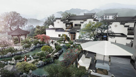  古建鸟瞰效果图 