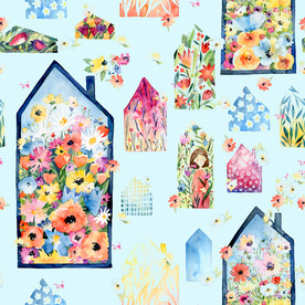 梦幻花卉墙纸无缝图案